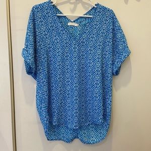 Blue Patterned Short Sleeve Tunic/Shirt
